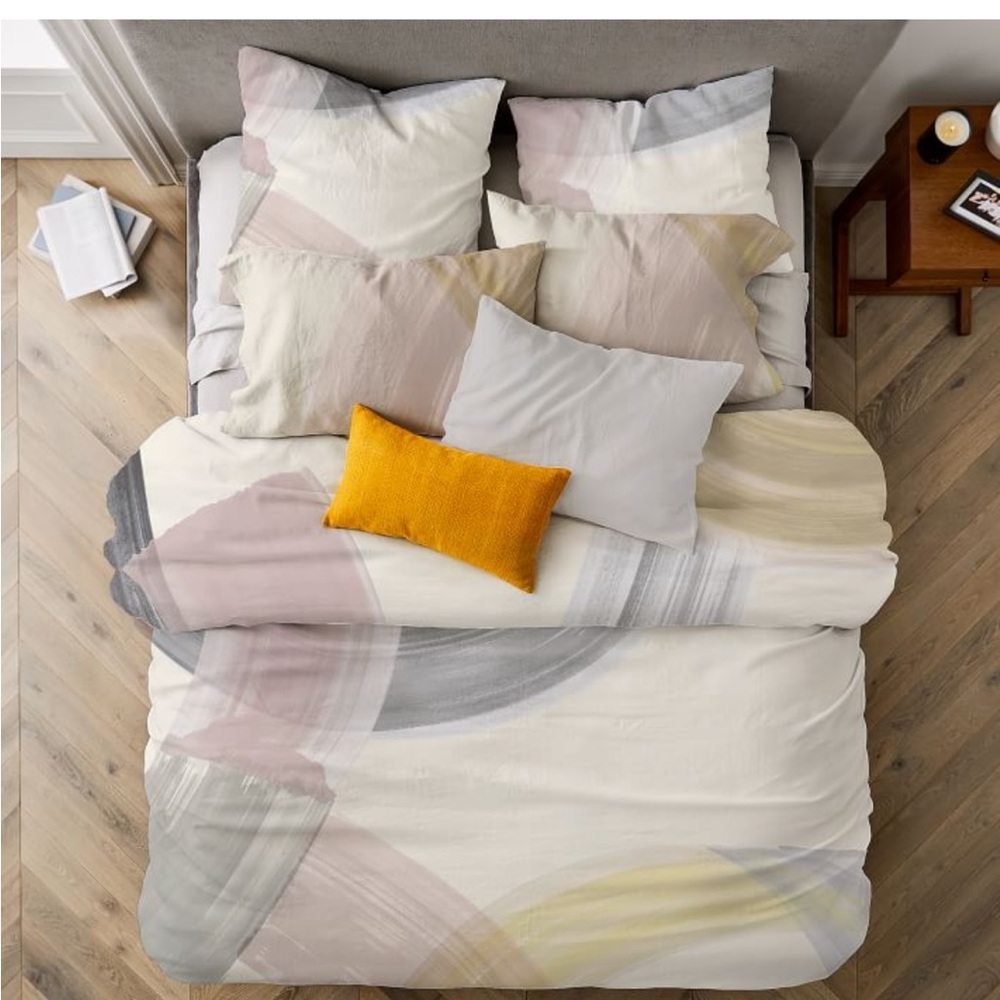 NWT - West Elm - Silky TENCEL™ Sweeping Brushstrokes King Sham
